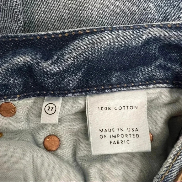 GRLFRND Helena High Rise Straight Leg Jeans Button Fly Raw Hem Premium Size 27 - Picture 8 of 13